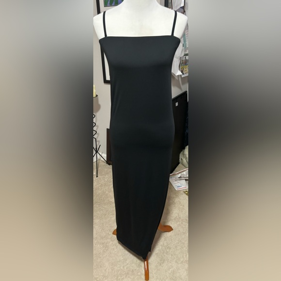 All Saints NWT Charlie Midi Dress Black Size 8 Sleeveless Slip Dress Square Neck - Picture 3 of 7